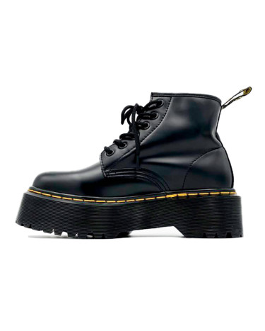 Jadon Smooth Leather Platform Boots Ankle Black Fur