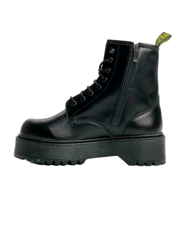 Jadon Smooth Leather Platform Zip Black