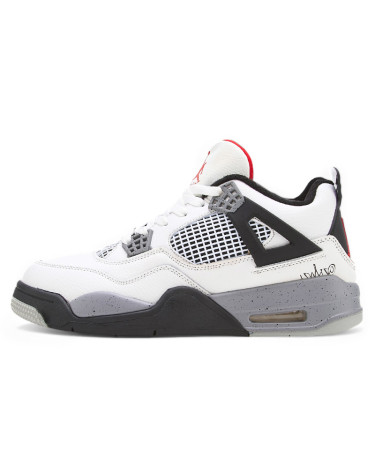 Jordan 4 Cement White Grey Black With FUR