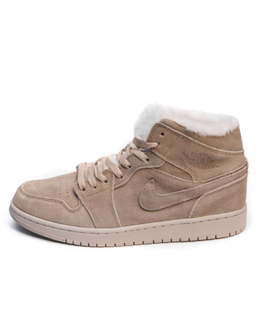 Jordan 1 Rerto Mid Beige Winter С МЕХОМ