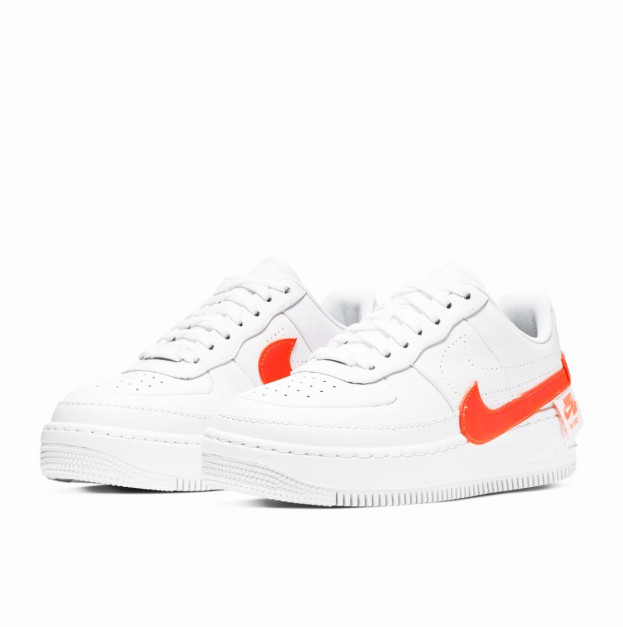 Nike Air Force 1 Jester Trainers White Hyper Crimson CN0139-100